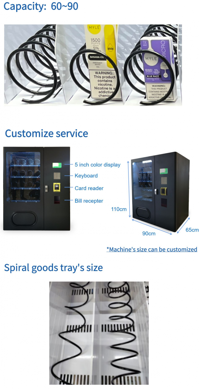 la capacidad modificó servicio y la bandeja de las mercancías para requisitos particulares de máquina expendedora de Mini Snack Beverage Small Item