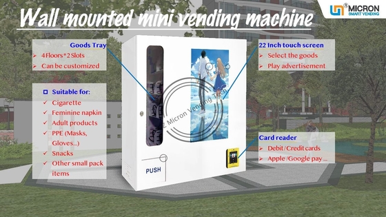 Máquina de Mini Smart Wall Mount Vending con la gestión del anuncio y la pantalla táctil