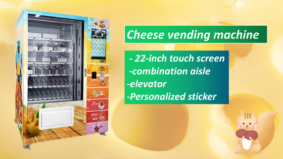 Máquina expendedora del queso de la pantalla de 22 pulgadas para hacer publicidad del pago sin contacto de la ayuda