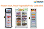 máquina expendedora elegante del refrigerador con la verdura de la venta del lector de la tarjeta de crédito, fruta, carne congelada