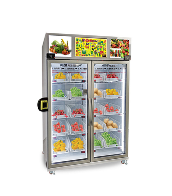 Máquina expendedora elegante vegetal del refrigerador de la leche del huevo con la puerta abierta del refrigerador