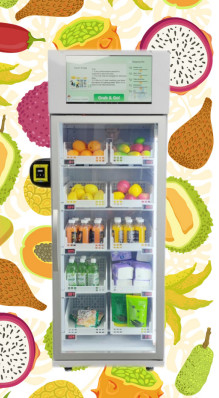 Máquina expendedora de la producción de granja de la legumbre de fruta fresca con la pantalla táctil del sistema de enfriamiento