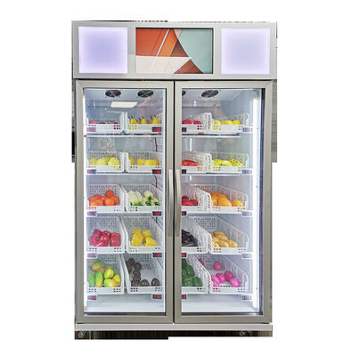 máquina expendedora elegante del refrigerador con la comida congelada del sistema de la fruta vegetal elegante de la venta en el supermercado