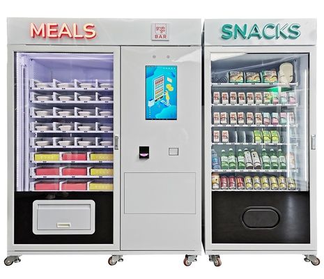 Máquina expendedora de comidas cocidas con lector de tarjetas NAYAX para vender refrigerios helados bebida