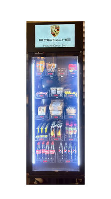 Gran capacidad pantalla táctil aperitivo bebida refrigerador inteligente máquina expendedora de puerta abierta