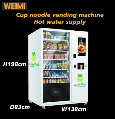 Máquina expendedora de bocadillos de fideos con taza de 360 ​​W a la venta, máquina expendedora de ramen con suministro de agua caliente gratis