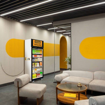 Máquina de venta de refrigeradores inteligentes de doble puerta de vidrio W66*D68*H198cm para sistema de refrigeración -22C-20C/3-20°C