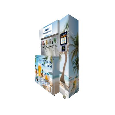 4 Opciones de Cerveza Máquina Expendedora de Cerveza Fresca Selección por Pantalla Táctil y Pago sin Efectivo para una Experiencia sin Complicaciones
