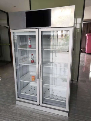 Estantes automáticos de la puerta doble 4 de la máquina expendedora del sentido del peso, máquina expendedora para la comunidad, venta de la comida fresca, micrón