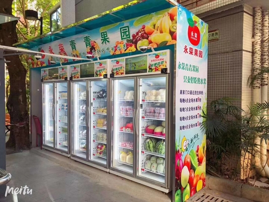 Máquina expendedora elegante abierta del refrigerador de la puerta LED para las frutas con la función de supervisión de Enventory del tiempo real de la telemetría, micrón
