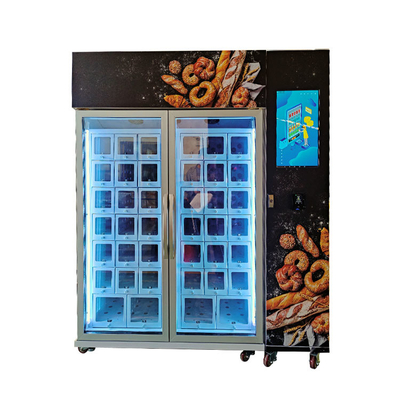 la máquina expendedora de la torta de la taza del pan de la comida 220V con el sistema de refrigeración guarda el refrigerador elegante fresco